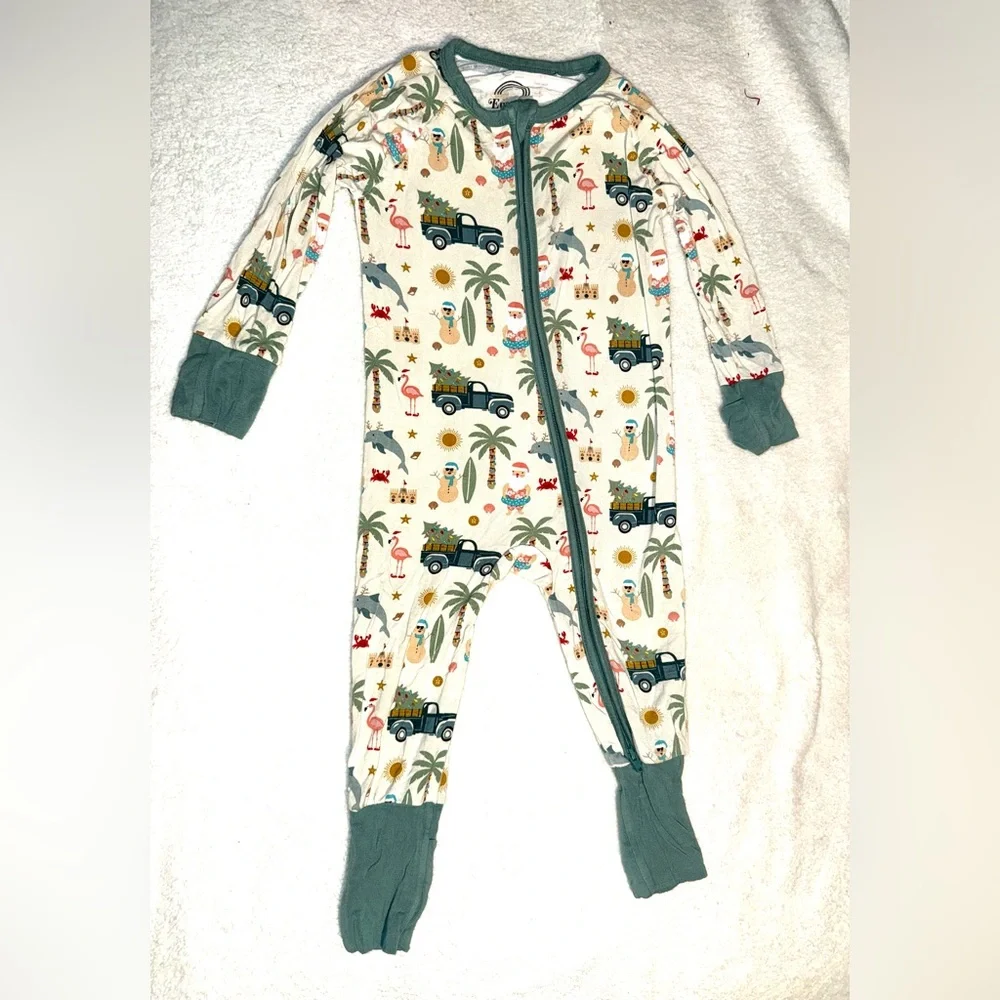 Emerson and Friends Coastal Christmas Bamboo Convertible pajamas, size 12-18 mo
